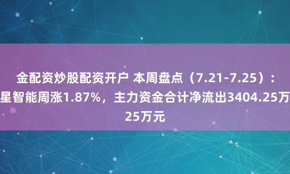 金配资炒股配资开户 本周盘点（7.21-7.25）：威星智能周涨1.87%，主力资金合计净流出3404.25万元