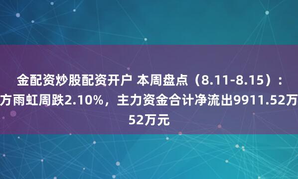 金配资炒股配资开户 本周盘点（8.11-8.15）：东方雨虹周跌2.10%，主力资金合计净流出9911.52万元