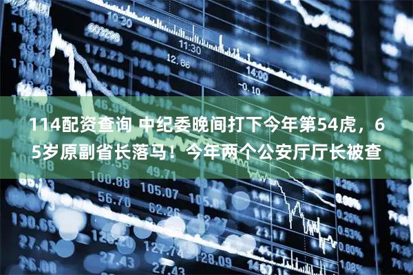 114配资查询 中纪委晚间打下今年第54虎，65岁原副省长落马！今年两个公安厅厅长被查